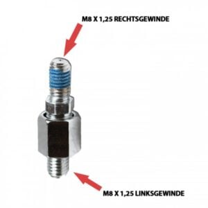 Adaptor pentru oglindă M8-L x 1,25 mm cromat