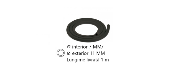 Tub cu diametrul interior de 7 mm și diametrul exterior de 11 mm, disponibil în lungimea de 1 metru. Ideal pentru diverse aplicații tehnice și industriale.