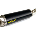 Tobă finală ARROW DARK THUNDER Alu negru cu Capac din oțel inoxidabil Tobă finală pentru Yamaha YZF-R125 2019- MT125 2019-