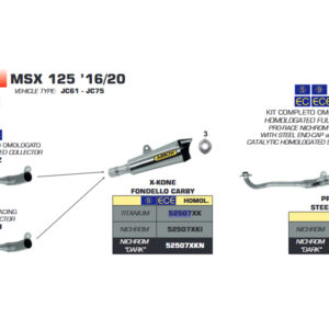 Tobă finală ARROW X-KONE pentru Honda MSX125 Anul modelului 2016-2019, Titan (Doar cu Galerie evacuare ARROW)