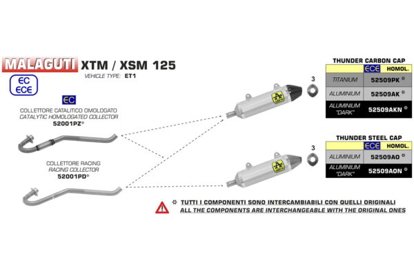 Tobă finală ARROW Dark THUNDER pentru UM DSR125EX / Aprilia RX/SX 125 / Malaguti XSM/XTM 125