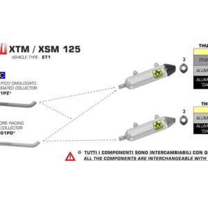 Galerie evacuare ARROW Racing pentru UM DSR125EX / Aprilia RX125 / Aprilia SX125 / Malaguti XSM125 / Malaguti XTM125