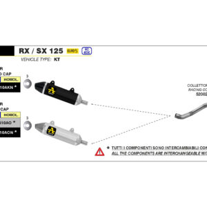 Tobă finală ARROW THUNDER Aluminium pentru Aprilia RX125 / SX125 Anul modelului 2021-2023