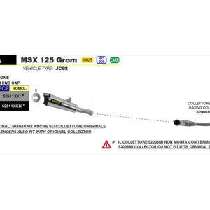 Galerie evacuare ARROW Racing pentru Honda MSX125 Grom 2021-2022 , fără catalizator