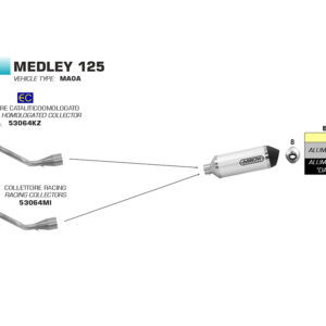 Galerie evacuare ARROW Racing pentru Piaggio Medley 125 2016-  / Medley 150 2016- , fără catalizator