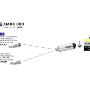 Țeavă intermediară ARROW pentru Yamaha X-MAX 300 2017-2020 , cu catalizator