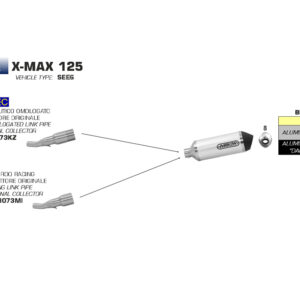 Țeavă intermediară ARROW Racing pentru Yamaha X-MAX 125 2018- ,fără catalizator