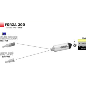 Tobă finală ARROW DARK URBAN pentru Honda Forza 300 2018-, Aluminium negru (doar cu țeavă intermediară ARROW)