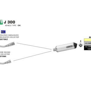 Galerie evacuare ARROW pentru Kawasaki J300 2017- , cu catalizator