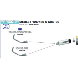 Galerie evacuare ARROW pentru Piaggio Medley125 2020-  / Medley150 2020- , cu catalizator