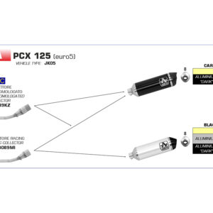 Tobă finală ARROW DARK URBAN pentru Honda PCX125 2021-, Aluminium negru (doar cu țeavă intermediară ARROW)