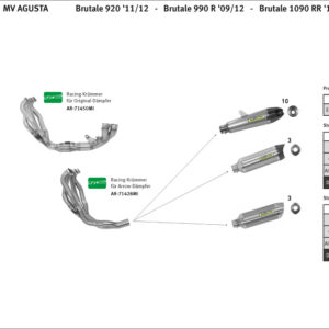 Tobă finală ARROW DARK THUNDER pentru MV Agusta Brutale 750 / 910 / 920 / 990R / 1090RR 2003-2014, Aluminium