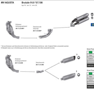 Tobă finală ARROW THUNDER pentru MV Augusta Brutale 750 / 910 / 920 / 990R / 1090RR 2003-2014, Titan