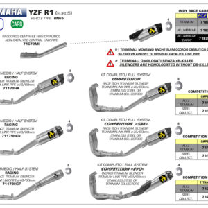 Sistem de Tobă finală Racing ARROW Half cu Tobă finală Indy Race Yamaha YZF-R1 /M din anul modelului 2020-