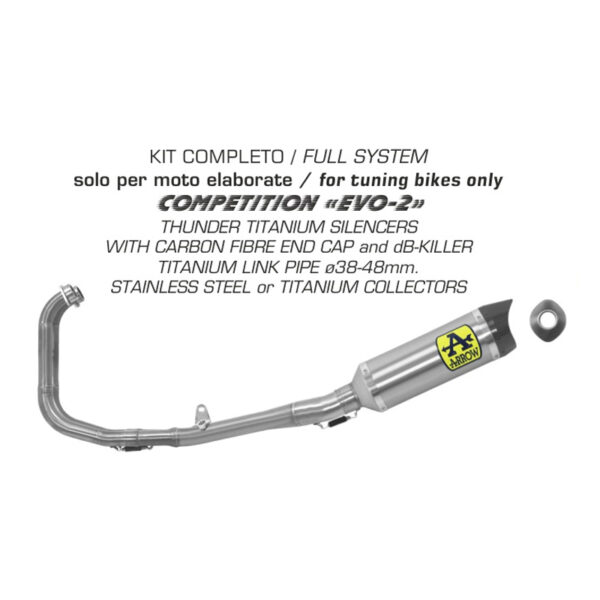 Tobă finală complet ARROW THUNDER COMPETITION EVO-2 FULL TITANIUM SYSTEM pentru Yamaha YZF-R3 2015, Titan