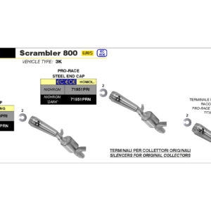 Tobă finală ARROW PRO RACE Titan pentru Ducati Scrambler 800 Anul modelului 2021-