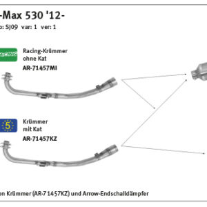 Galerie evacuare ARROW pentru T Max XP530 2012-16, fără catalizator