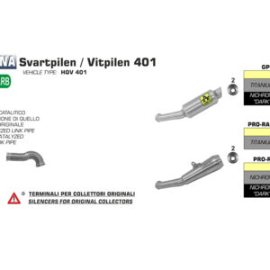 Tobă finală ARROW GP2 pentru Husqvarna Svartpilen – Vitpilen 401 2018-19 din Titan