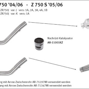 Tobă finală ARROW RACE TECH pentru Kawasaki Z750/S 2004-06 din Aluminium