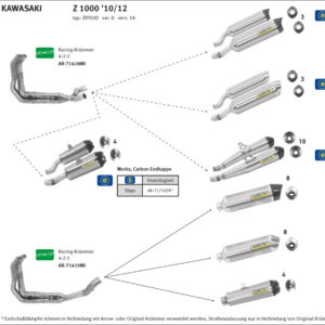 Tobă finală ARROW THUNDER pentru Kawasaki Z1000 2010-, Titan