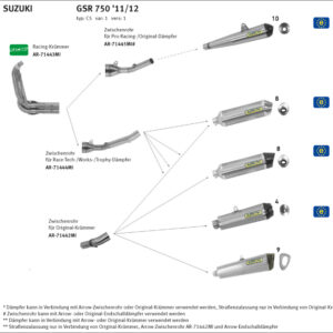 Tobă finală ARROW RACE TECH pentru Suzuki GSR750 2011-16 / GSX-S750 2017- din Aluminium, negru