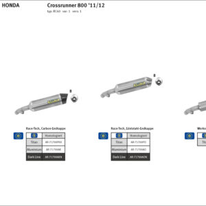 Tobă finală ARROW RACE TECH pentru Honda VFR800X Crossrunner 2011-14 din Aluminium