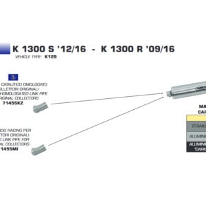 Țeavă intermediară ARROW Racing pentru BMW K1300 2009-16 / K1300S 2012-16, fără catalizator