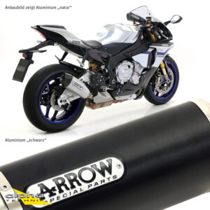 Tobă finală ARROW DARK INDY RACE pentru Yamaha YZF-R1 / YZF-R1M 2015-, Aluminium negru