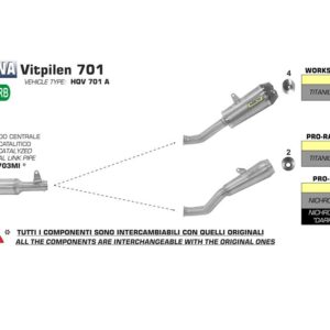 Țeavă intermediară ARROW Racing pentru Husqvama Vitpilen 71 2018- , fără catalizator