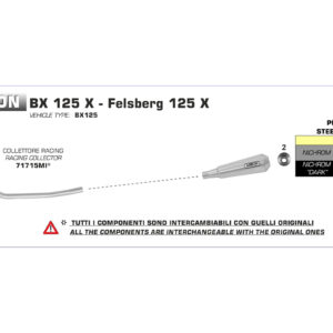 Tobă finală ARROW PRO-RACE Oțel inoxidabil pentru Brixton BX125X / Felsberg 125X Anul modelului 2019-2020