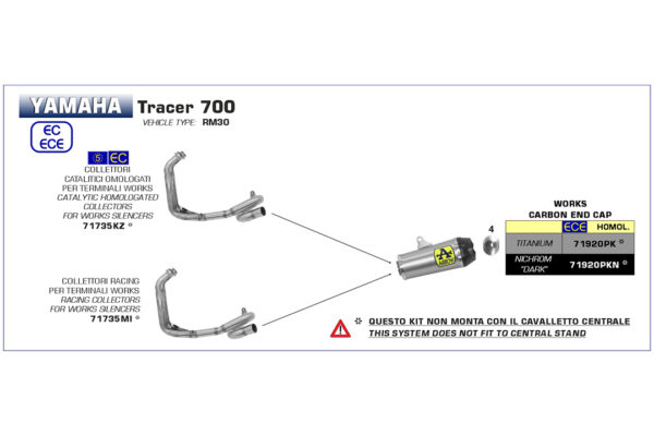 Galerie evacuare ARROW cu catalizator pentru Yamaha Tracer 700 Anul modelului 2020- , MT-07 2021-