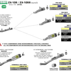 Țeavă intermediară ARROW Racing pentru Kawasaki ZX10RR 2021-, fără catalizator