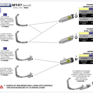 Tobă finală ARROW DARK THUNDER Aluminium cu capăt din carbon pentru Yamaha MT-07 2021-