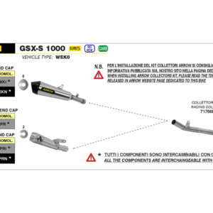 Tobă finală ARROW PRO-RACE DARK NiChrom pentru Suzuki GSX-S1000 / GSX-S950 din anul modelului 2021-