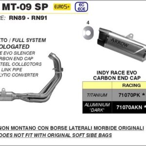 Sistem complet de evacuare ARROW INDY RACE EVO Titan Yamaha MT09