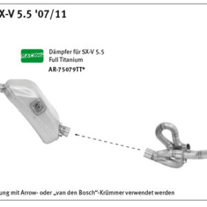 Galerie evacuare ARROW,Titan pentru Aprilia SXV450/550 Typ VS, Anul modelului 2007-2014