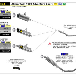 Tobă finală ARROW DARK SONORA pentru Honda Africa Twin Adventure Sports 2019, Titan dark și Capăt din carbon