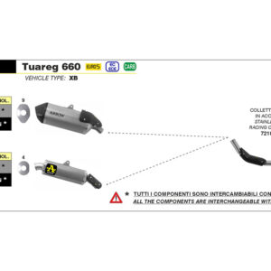 Galerie evacuare ARROW Racing Oțel inoxidabil pentru Aprilia Tuareg 660 din anul modelului 2022-