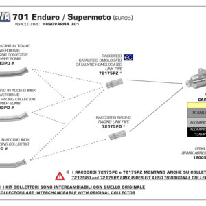 Galerie evacuare de curse ARROW cu Expansionskammer Power Bomb din oțel inoxidabil  pentru Husqvarna 701 Supermoto 2021, fără catalizator