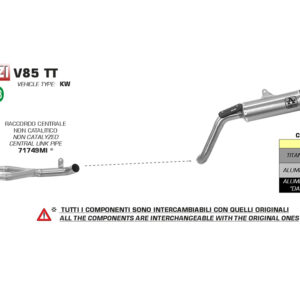 Tobă finală ARROW DARK INDY RACE pentru Moto Guzzi V85 TT 2019-, Aluminium negru