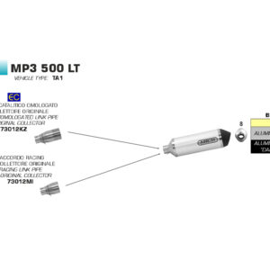 Țeavă intermediară ARROW pentru Piaggio MP3 500LT 2017- , cu catalizator