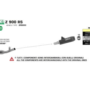 Galerie evacuare ARROW Racing pentru Kawasaki Z9000RS 2018- , fără catalizator