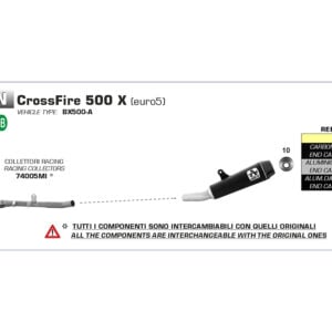 Tobă finală ARROW REBEL Sip-On pentru Brixton CrossFire 500 X 2021-, Oțel inoxidabil negru