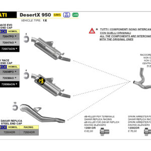 Tobă finală ARROW INDY RACE Aluminium pentru Ducati Desert X 950 din anul modelului 2022-