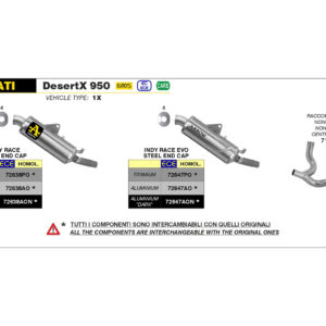 Țeavă intermediară ARROW Racing din oțel inoxidabil pentru Ducati Desert X din anul modelului 2022-