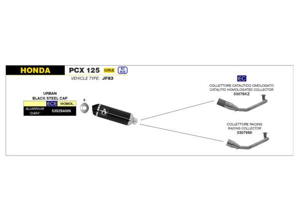 Tobă finală ARROW URBAN pentru Honda PCX 125 2018-, Aluminium