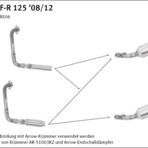 Tobă finală ARROW DARK THUNDER pentru Yamaha YZF-R125 2008-2018, Aluminium negru (Doar pentru Galerie evacuare ARROW)