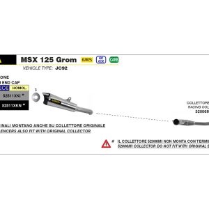 Tobă finală ARROW X-KONE DARK pentru Honda MSX 125 Grom, Anul modelului 2021-2022, Oțel inoxidabil