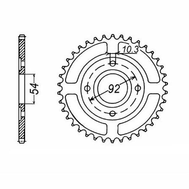 Set lanț DID 428VX, culoare standard, Yamaha RD125LC, tip 10W / 11Y, an model 1982-1984