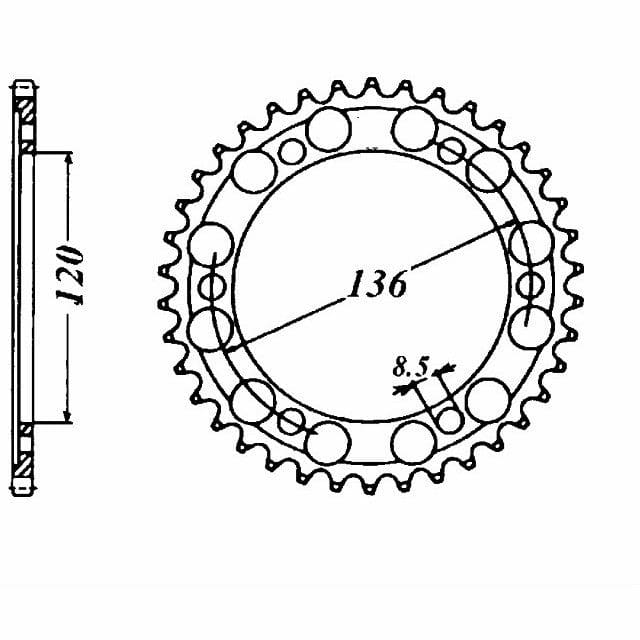 Set lanț DID 428VX, culoare standard, Yamaha TZR125RR, an model 1994-